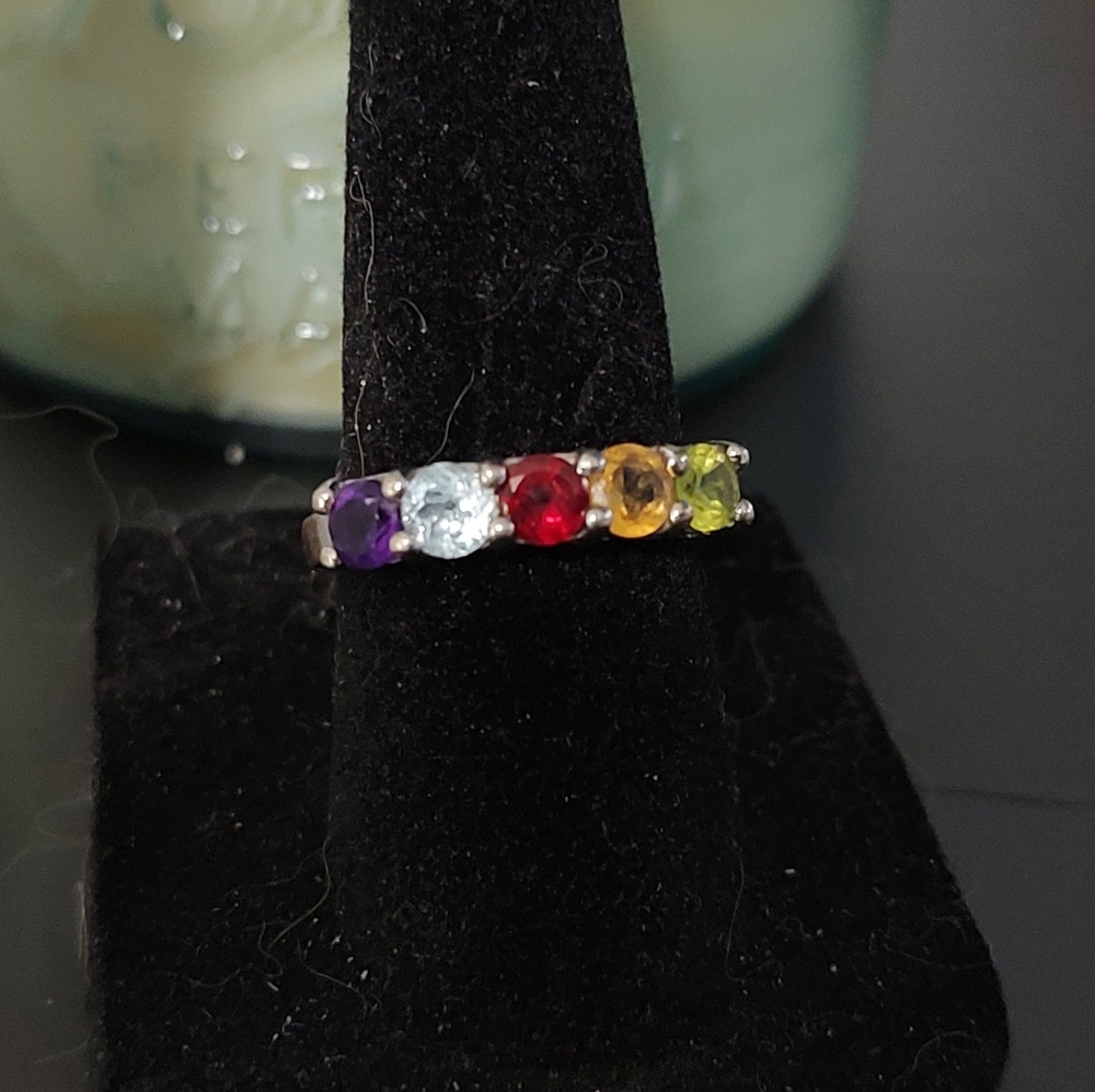 Sterling Silver Multi-Gemstone Ring - image 8